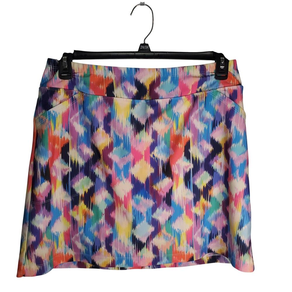 B SKINZ Athletic Golf Skirt Skort Geometric Ikat Maximalist Size L USA Made